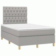 Décoshop26 - Cadre de lit LED avec sommier tête de lit matelas surmatelas 120x200 cm tissu gris clair TDL0207897 - gris 3001243288009