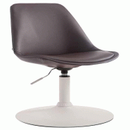 Décoshop26 - Chaise de salle à manger x1 pivotante hauteur réglable en PVC marron et pied trompette en métal blanc 10_0008271 - marron métal 3000