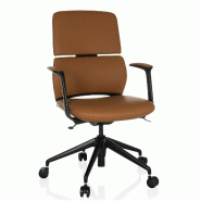 Fauteuil de direction / siège de bureau ATMOS DESIGNER cuir camel hjh OFFICE - marron plastique 601051