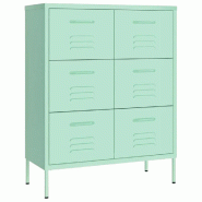 Helloshop26 - Armoire à tiroirs moderne rangement 80 x 35 x 101 cm avec 6 tiroirs glissières en acier menthe 02_0046840 - acier 3000234456434
