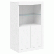 Helloshop26 - Armoire latérale avec éclairage LED contemporain rangement pratique 60,5 x 37 x 100 cm en bois blanc 02_0049356 - blanc verre 30002358