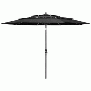 Helloshop26 - Parasol à 3 niveaux avec mât en aluminium 3 m anthracite 02_0008741 - 3000465847766