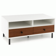 Helloshop26 - Table basse multifonctionnelle 95 x 48 x 45 cm avec rangement ergonomique et design élégant en MDF blanc 20_0013747 - 3000227905192
