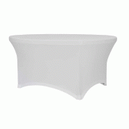 Housse extensible pour table ronde pliante 180 cm ZOWN Planet180 – Blanc - blanc polyester SPTTP-00247