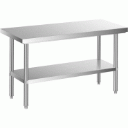 Leevot table de travail inox renforcée bois SA18060 - 180x60cm - charge 250kg - plateaux épais 6.5cm et 5cm - pieds réglables - SA18060