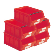 Lot de 5 bacs à bec en plastique 88l rouge_0