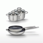 Lot Poêles 28cm et 32cm Elo Profi Therm Platinum avec Faitouts 12cm et 14cm - gris inox 3176239970364