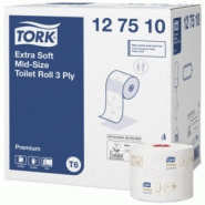 Papiers toilettes rouleau mid-size extra doux - 3 plis tork - 127510
