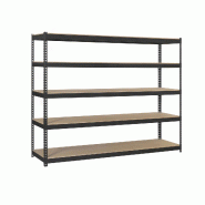 SimonRack Rayonnage industriel, 2000x1500x600 mm, 400 kg au point de flexion, 5 étagères bois, rayonnage garage, Anthracite/Bois- Ecoforte - noir m�