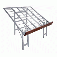 Table aluminium inclinée front bois - 120x120x97 cm - Usage intensif jusqu'à 150 kg