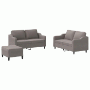 VidaXL Ensemble de canapés 3 pcs avec coussins Taupe Tissu Modèle Helios Ovale - 3201817