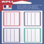 Apli Lot de 5 Pochette de 24 étiquettes scolaires lignées/cadrées bleu/rouge/vert, format 36 x 56 mm - 3270241010961