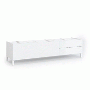 AQA Design Meuble TV ALVEA en mélamine blanc brillant / effet marbre calacatta L.160 P.42 H.40 MP07049 - multicolore Bois manufacturé MP07049