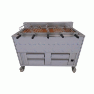 Barbecue portugais en inox 5 broches rotatives L1300 mm | Impormartinho - Barbecue portugais en inox 5 broches rotatives L1300 mm | Impormartinho -