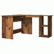 Bureau d'angle vieux bois 120x140x75 cm bois d'ingénierie Modèle Milan Métal - 8721158434753