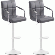 CLP Lot de 2 Tabourets de Bar Lucy  V2 en Similicuir Gris/Blanc - gris polyester 315828