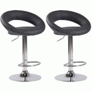 CLP Lot de 2 Tabourets de bar Olinda en similicuir hauteur réglable et siège pivotant Gris/Chrome - gris polyester 320271 CLP Lot de 2 Tabourets de bar Olinda en similicuir hauteur réglable et siège pivotant Gris/Chrome - gris polyester 320271