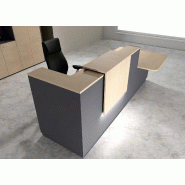 Comptoir d'accueil bi-colore avec PMR Delta et réhausse - Droite, Oui, Anthracite, 282, Chêne moyen_0