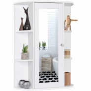 COSTWAY armoire de salle de bain avec miroir, avec étagères, 60 x 16,5 x 70,5 cm, blanc - blanc Bois manufacturé NM0379IT