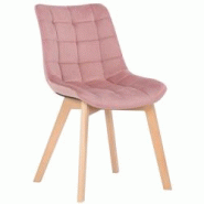 Décoshop26 - Chaise de salle à manger x1 rembourrage généreux en velours rose piètement en bois 10_0002085 - 3000250835800 Décoshop26 - Chaise de salle à manger x1 rembourrage généreux en velours rose piètement en bois 10_0002085 - 3000250835800