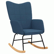Décoshop26 - Fauteuil à bascule d'allaitement rembourré relax pour salon en tissu bleu DEC028899 - bleu 3000257111570
