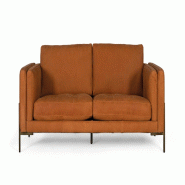 GINER Y COLOMER SL Canapé 3 places Asuán en cuir 85 cm x 227 cm x 98 cm - marron fourrure 10003