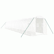 Helloshop26 - Serre tente abri plante fleur légumes avec cadre en acier 28 m² 14 x 2 x 2 m blanc 02_0044567 - blanc acier 3000220219326