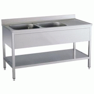 KBS Gastrotechnik KBS Evier 1400x700x850 mm avec rebord 2 bacs à gauche avec fond de base - Acier inoxydable 18/10 91622103
