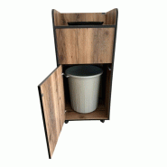LOT DE 2 Poubelle professionnel en bois pour snack et restauration rapide - 3701645700368