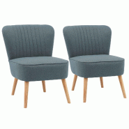 Oviala Business Lot de 2 fauteuils style crapaud en tissu bleu foncé - bleu polyester 114917