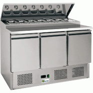 Saladette réfrigérée 3 portes avec 8 bacs gn 1/6 température +2/+8°c - PAAPS300