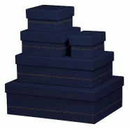 Set de 5 boîtes gigognes Rhodiarama, finition simili cuir italien, coloris bleu nuit - bleu 194557C Set de 5 boîtes gigognes Rhodiarama, finition simili cuir italien, coloris bleu nuit - bleu 194557C