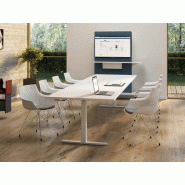 Table de réunion design Winstor - bois mélaminé blanc - 200x100 ou 240x100 cm