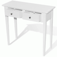 VidaXL Table de console et coiffeuse avec 2 tiroirs Blanc Modèle Atlas Design - 241145