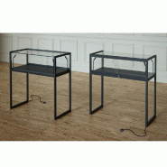 Vitrine T-Métal table 95x45xH95cm - 4 spots - noir