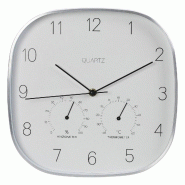 WellHome - Horloge murale avec cadre argenté Ø28,5x4cm - WH14586
