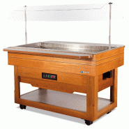 Buffet réfrigéré central avec cuve pour bacs GN1/1 en bois noyer clair SCAIOLA