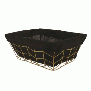 Casier rectangulaire métal or et tissu noir 38x28x15 cm - par 20 Casier rectangulaire métal or et tissu noir 38x28x15 cm - par 20