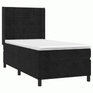Décoshop26 - Cadre de lit LED avec sommier tête de lit matelas 100x200 cm tissu velours noir TDL0209318 - noir 3001713882720