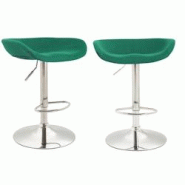 Décoshop26 - Lot de 2 tabourets de bar assise réglable en hauteur et pivotant en feutrine vert pieds tulipe en métal chromé avec TDB10262 - 300066 Décoshop26 - Lot de 2 tabourets de bar assise réglable en hauteur et pivotant en feutrine vert pieds tulipe en métal chromé avec TDB10262 - 300066