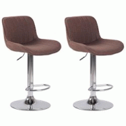Décoshop26 - Lot de 2 tabourets de bar chaises hautes en tissu marron coutures verticales support en métal chromé 10_0004283 - marron 3000252023953 Décoshop26 - Lot de 2 tabourets de bar chaises hautes en tissu marron coutures verticales support en métal chromé 10_0004283 - marron 3000252023953