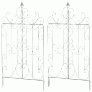 Décoshop26 - Lot de 2 treillis de jardin support pour plantes grimpantes 133x99 cm en métal vert vieilli 10_0003839 - métal 3000251799941