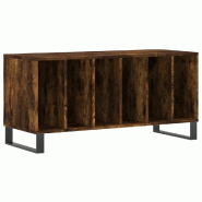 Helloshop26 - Armoire à disques pratique avec grand rangement 100 x 38 x 48 cm style industriel en bois chêne fumé 02_0049157 - Bois massif 3000235
