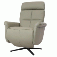 Mendler Fauteuil relax HWC-L10, Fauteuil TV design Fauteuil de relaxation, fonction chaise longue pivotante, cuir pleine fleur ~ gris - gris cuir 9838