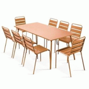 Oviala Business Ensemble table de jardin et 8 chaises en métal Caramel - marron acier 114606 Oviala Business Ensemble table de jardin et 8 chaises en métal Caramel - marron acier 114606
