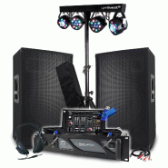 Pack Sono BM SONIC : Ampli 2000W, Paire d'Enceintes Passives 2x700W, Table de Mixage, Portique 8 Lumières Xperformer+Clé 32G - 3666638036131