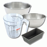 Set pâtisserie avec mini moule à cake 20 cm, 2 bols à mixer, verre mesureur et spatule Zenker - noir métal 3176239938128