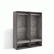 SKRAUT HOME Armoire Vestiaire ouvert, 120x145x35 cm, Chambre à coucher, pièce, Vêtement, Dressing, Ciment - gris Bois manufacturé 439_3