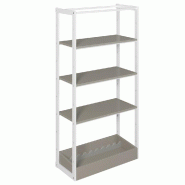 Structure Cage blanc suspendue 90x40x180cm 3 tablettes et bac anthracite