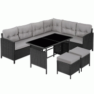 TecTake GmbH tectake Canapé de jardin BARLETTA modulable  Noir/Gris - multicolore multi-matériau 406513